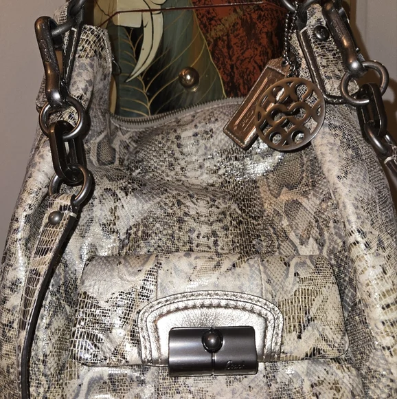 Coach Kristen Brown Tan‎ Embossed Python Leather Purse Hobo E1026 15361 - Picture 5 of 16